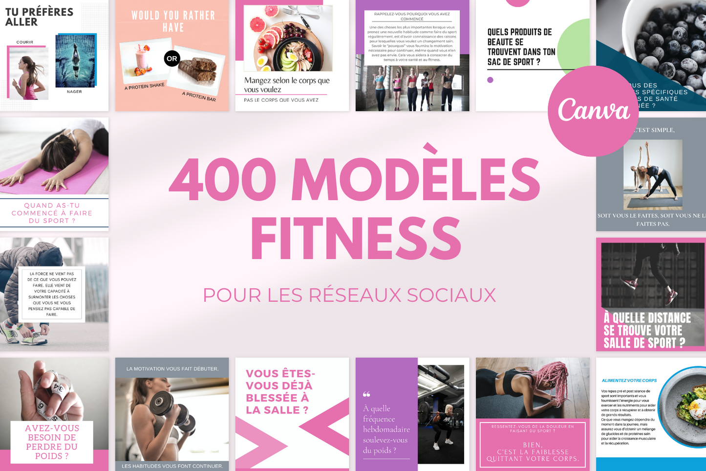 400 Modèles Fitness (féminine) pour les réseaux sociaux