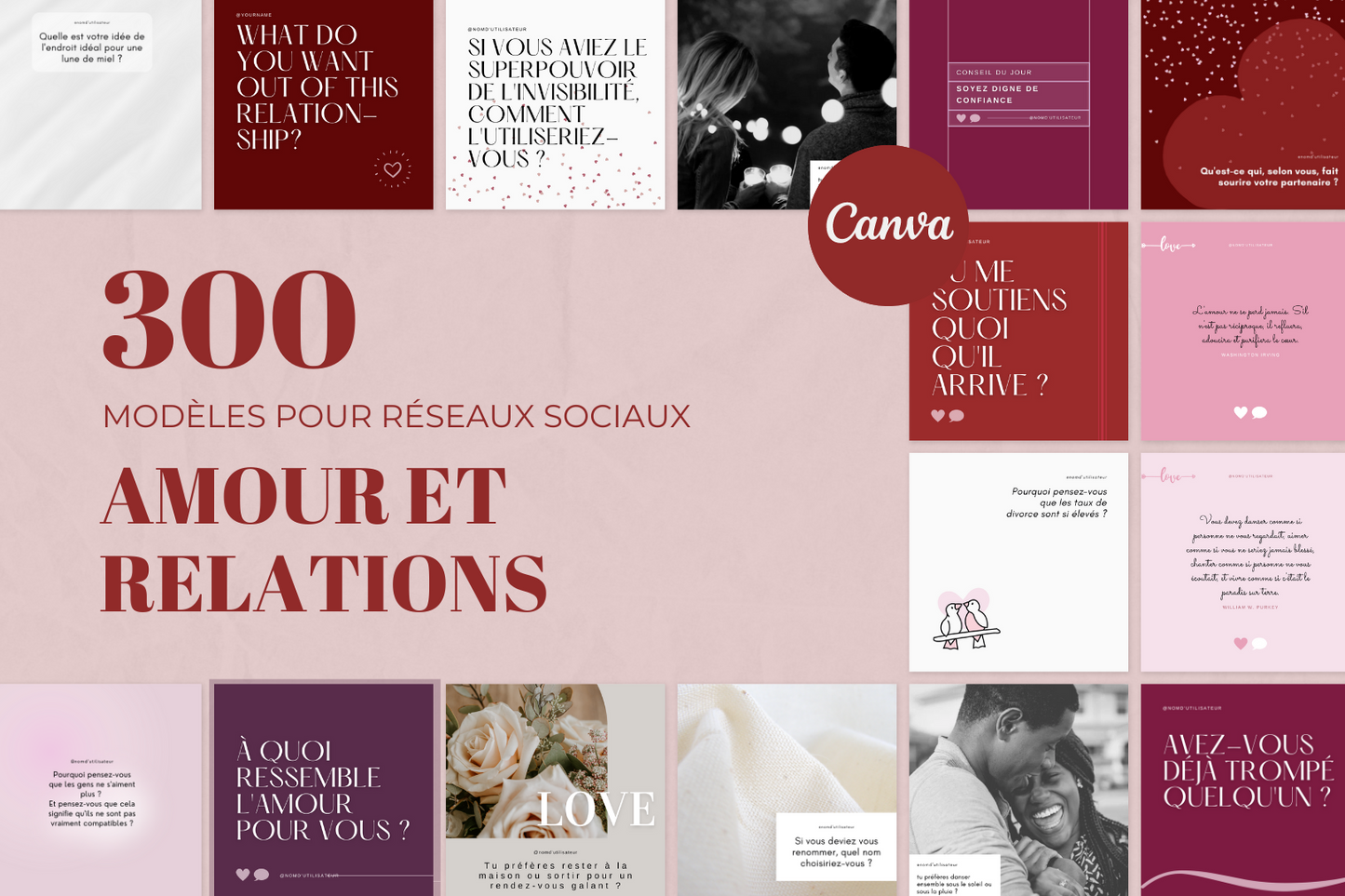 300 Modèles Amour et Relations pour les réseaux sociaux