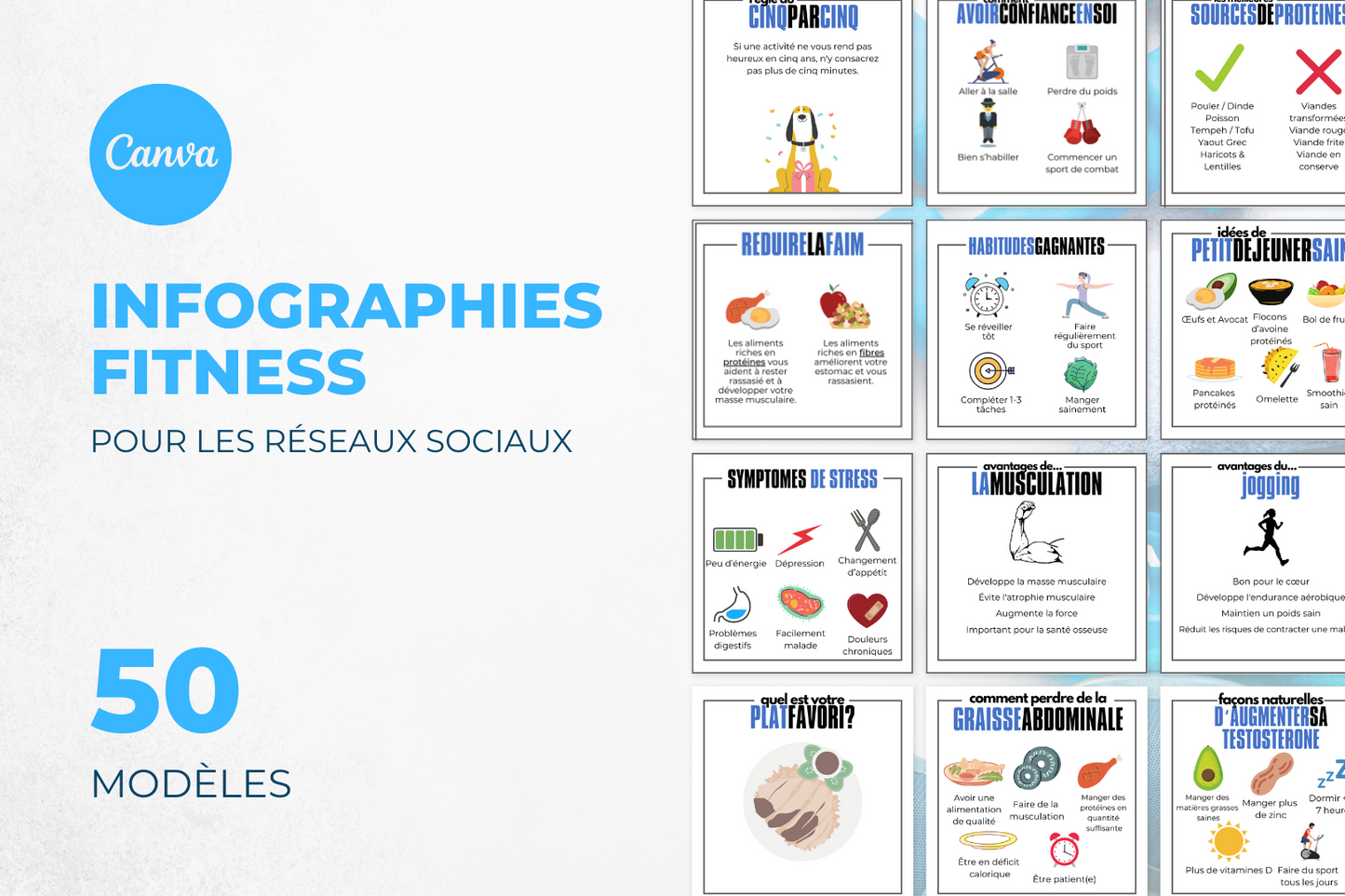 50 Infographies Fitness pour les réseaux sociaux