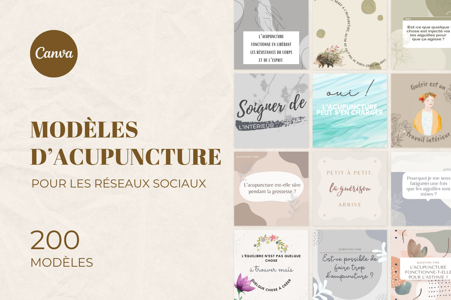 200 Modèles d'Acupuncture pour les réseaux sociaux