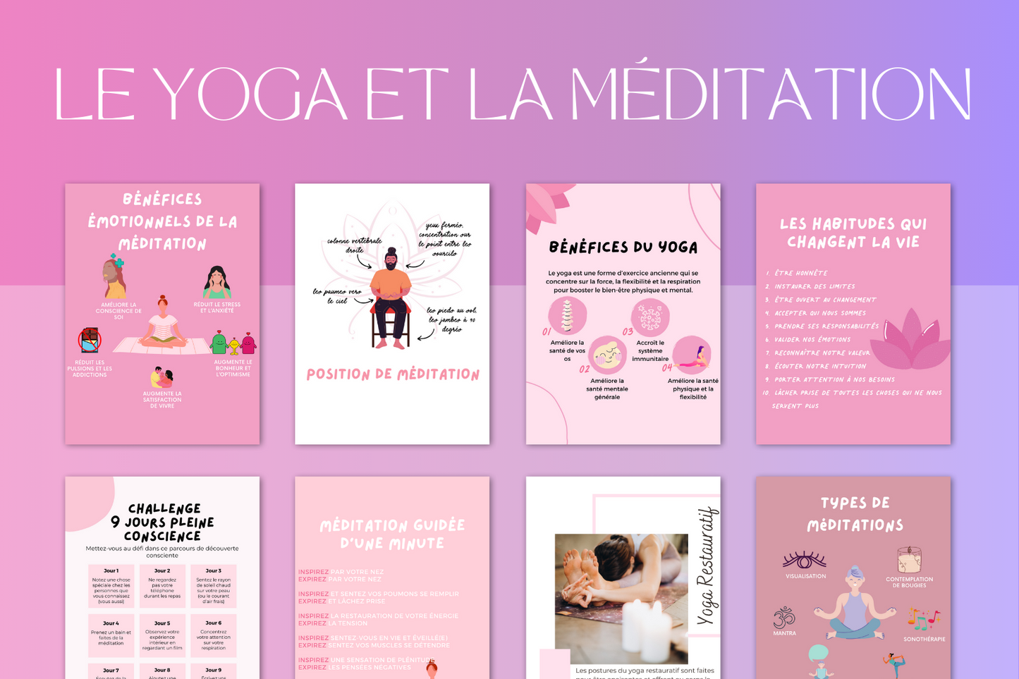 300 Infographies de Yoga pour les réseaux sociaux