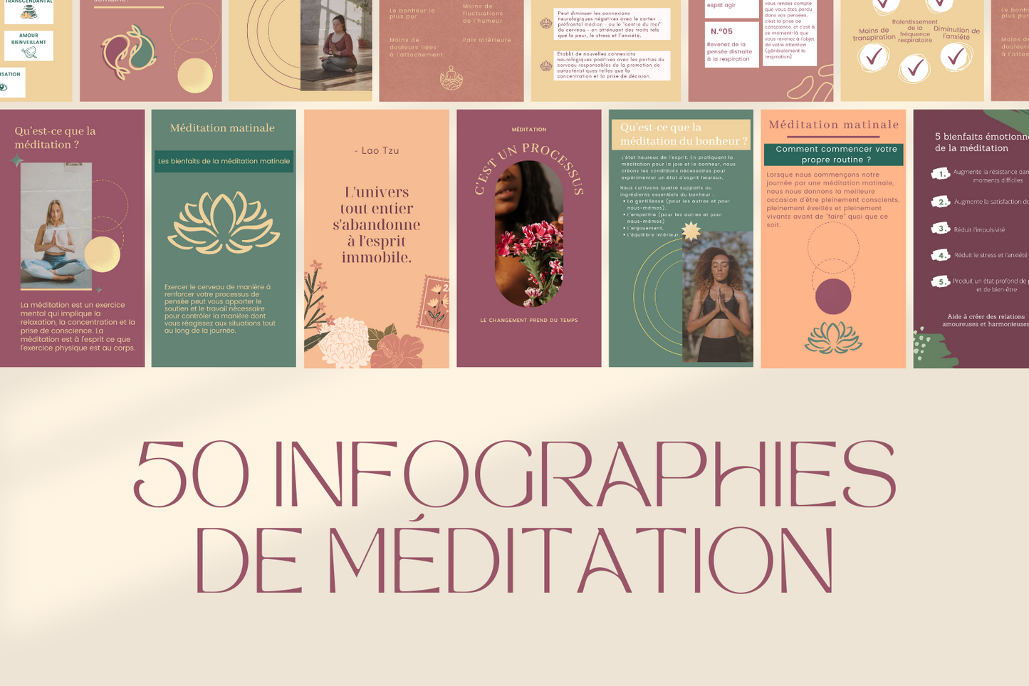 50 Infographies de Méditation pour les réseaux sociaux