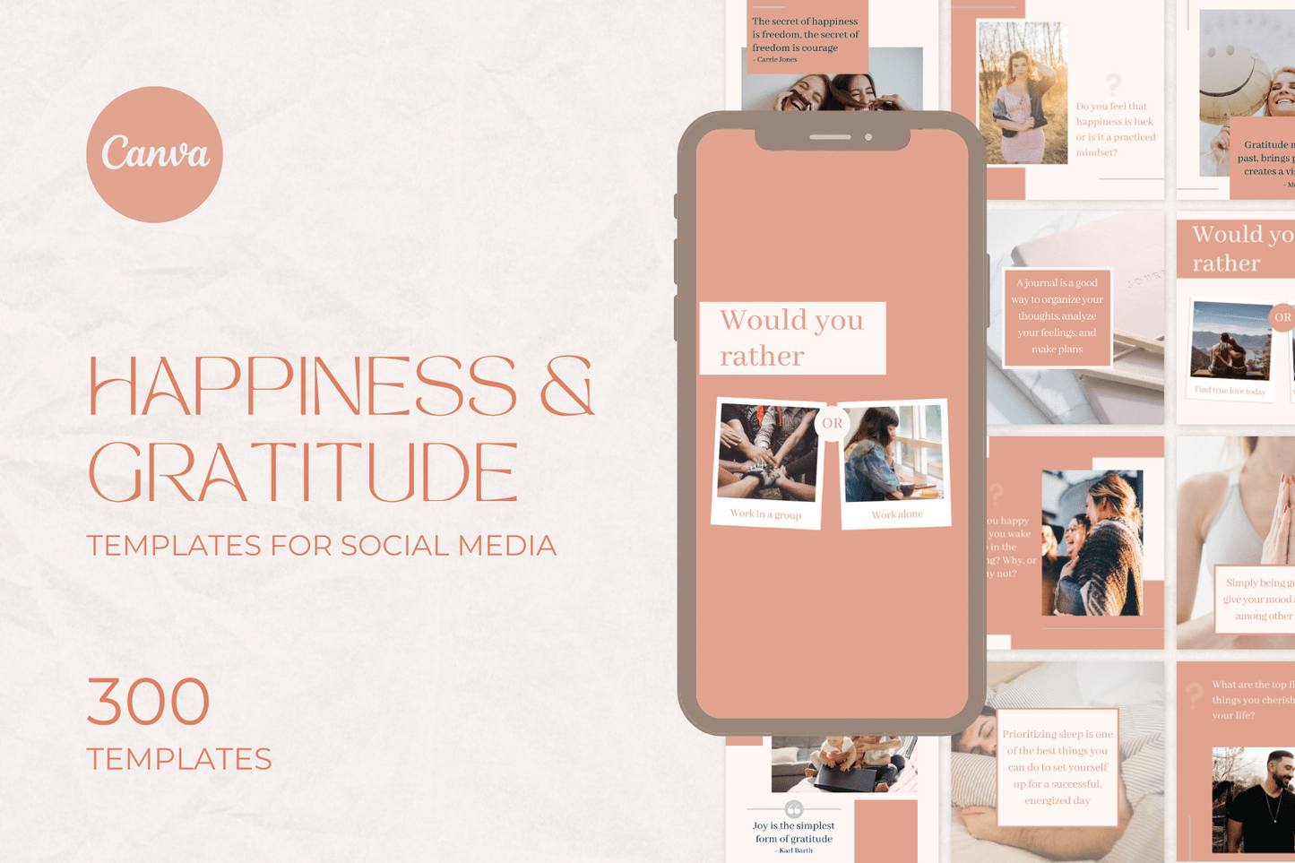 300 Happiness & Gratitude Templates for Social Media