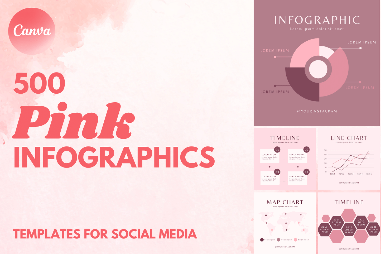 500 infographies roses pour les médias sociaux