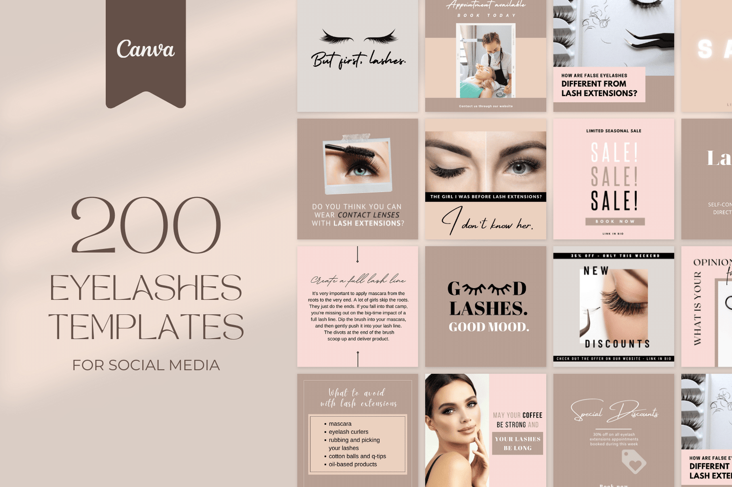 200 Eyelashes Templates for Social Media