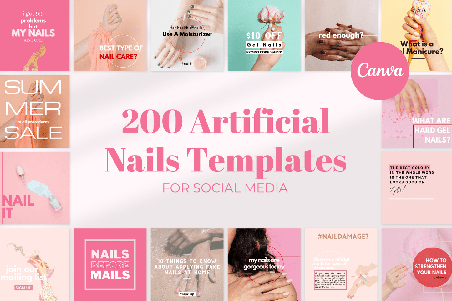 200 modèles d'ongles artificiels pour les médias sociaux