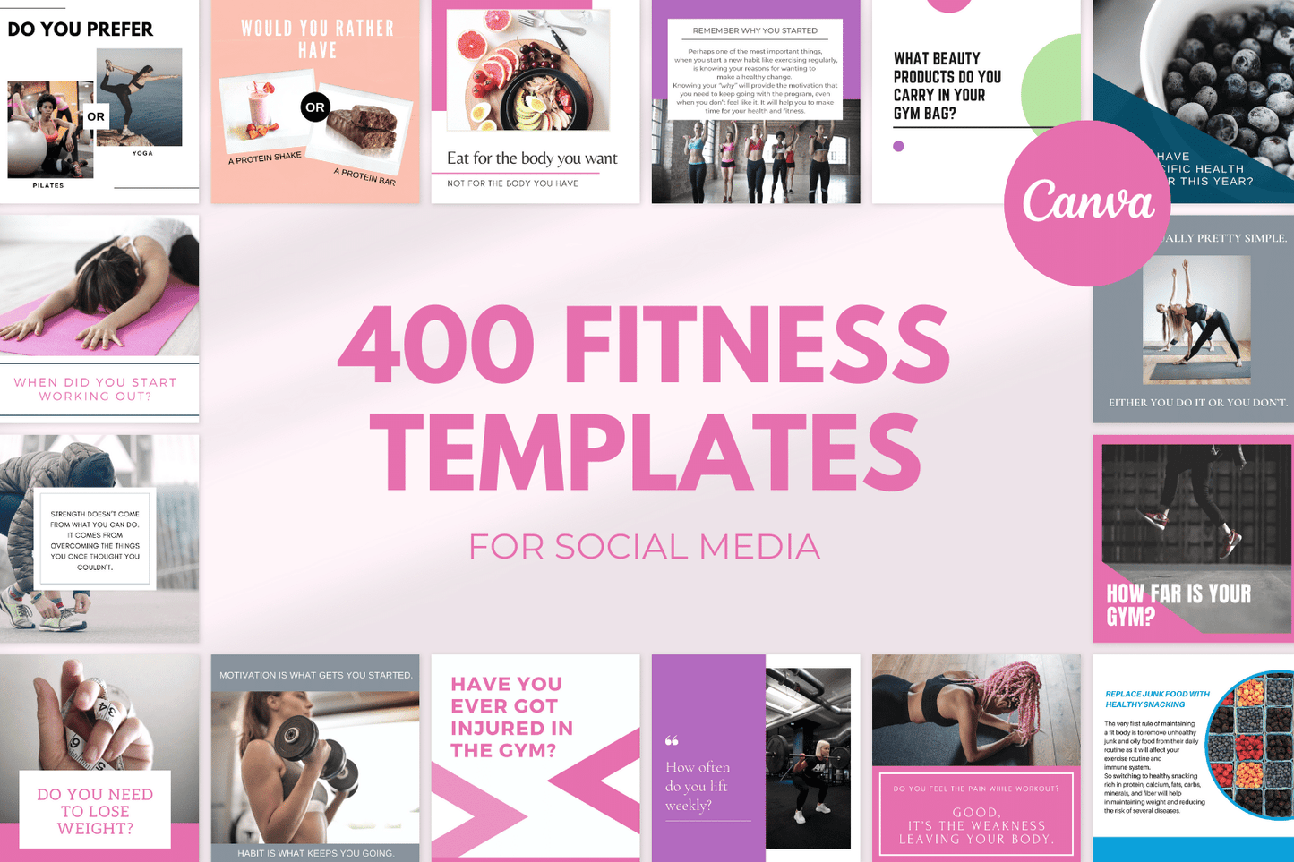 400 modèles premium de fitness pour les médias sociaux (féminin)