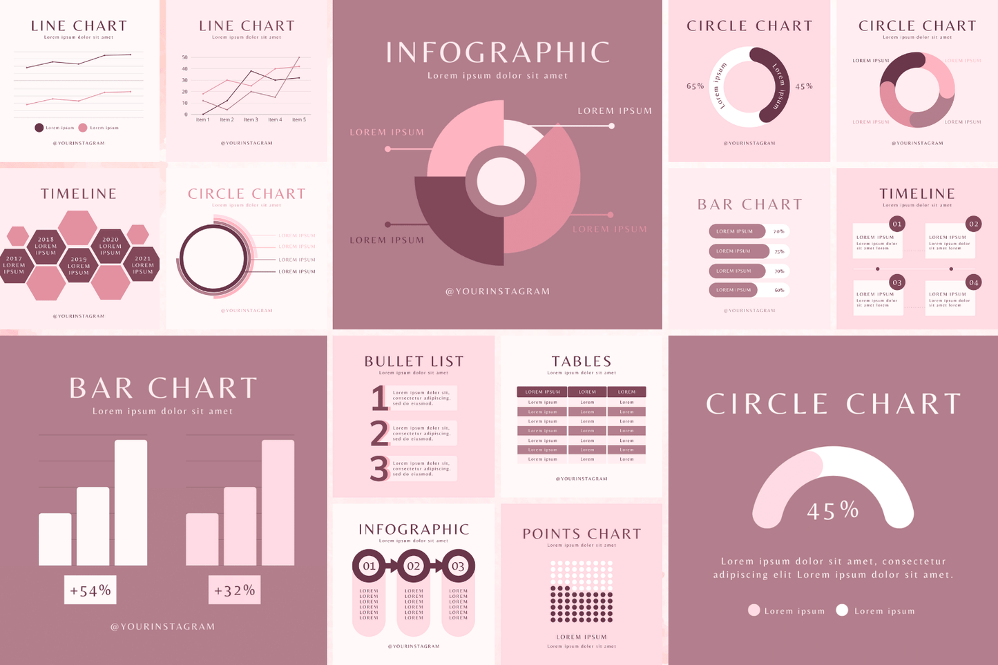 500 infographies roses pour les médias sociaux