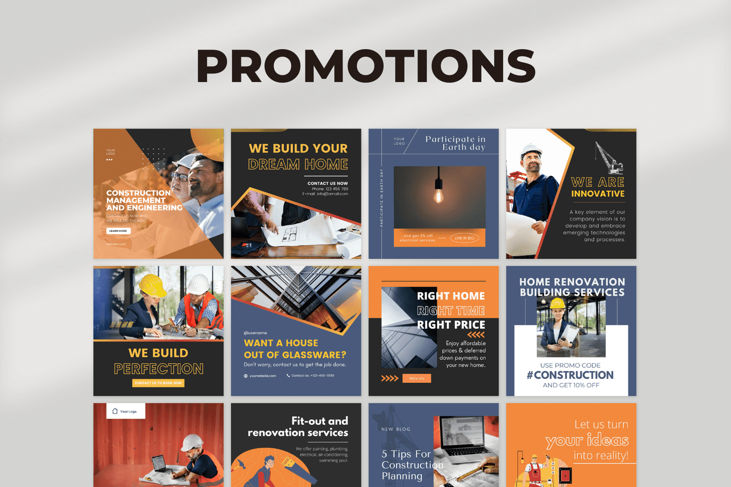 200 Construction Templates for Social Media