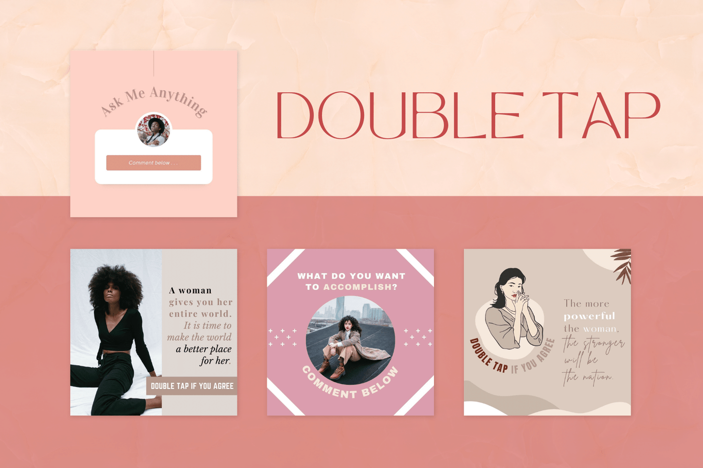 250 Empowering Women Templates Bundle Vol. 2 For Social Media (en anglais)